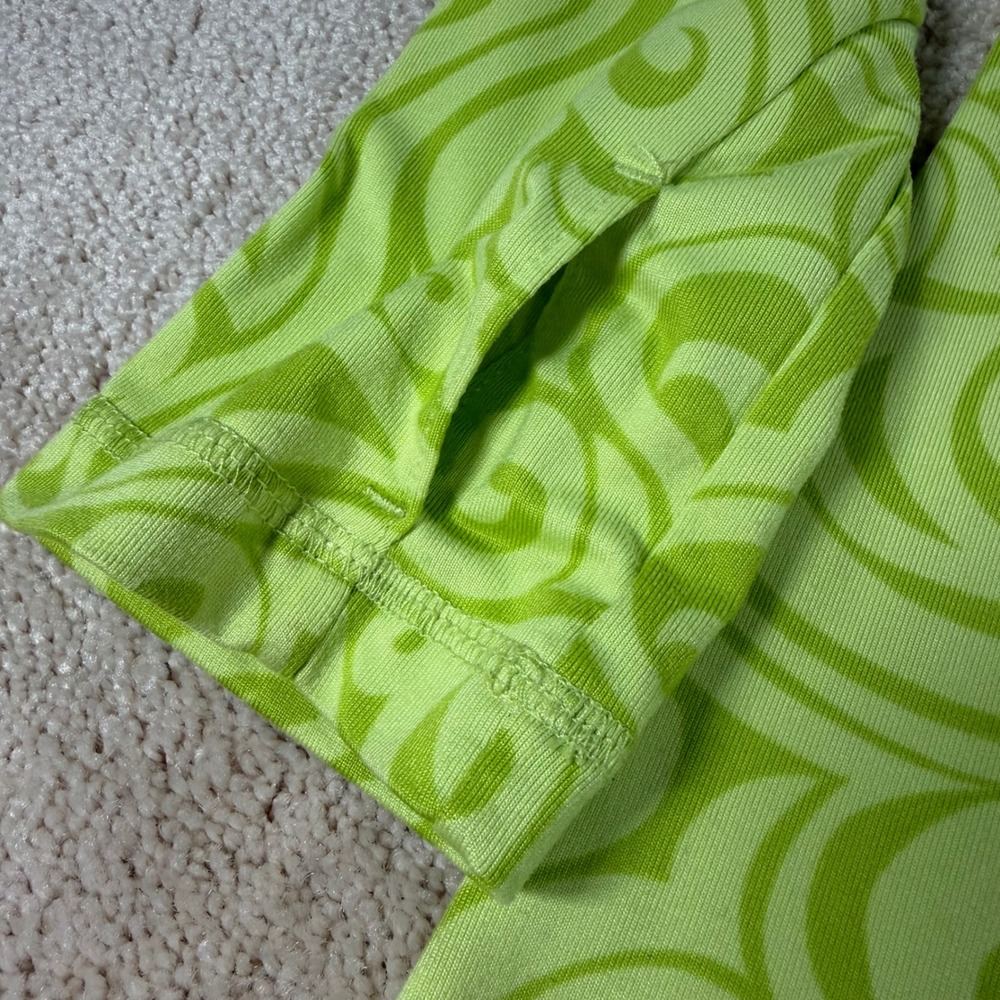 Athleta Womens XL Lime Green Swirl 1/4 Zip Pullover Athleisure Thumbholes - Picture 4 of 12